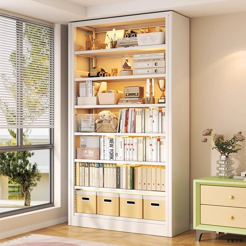 家用钢制多层书架落地置物架图书馆阅读架儿童书柜客厅铁艺图书架