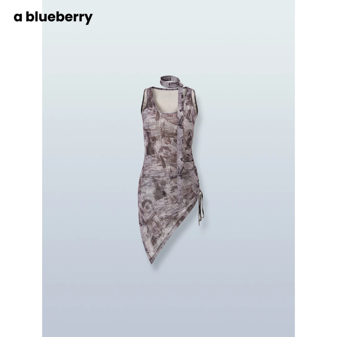 ablueberry网纱印花吊带裙设计感高级感韩系BS8011281
