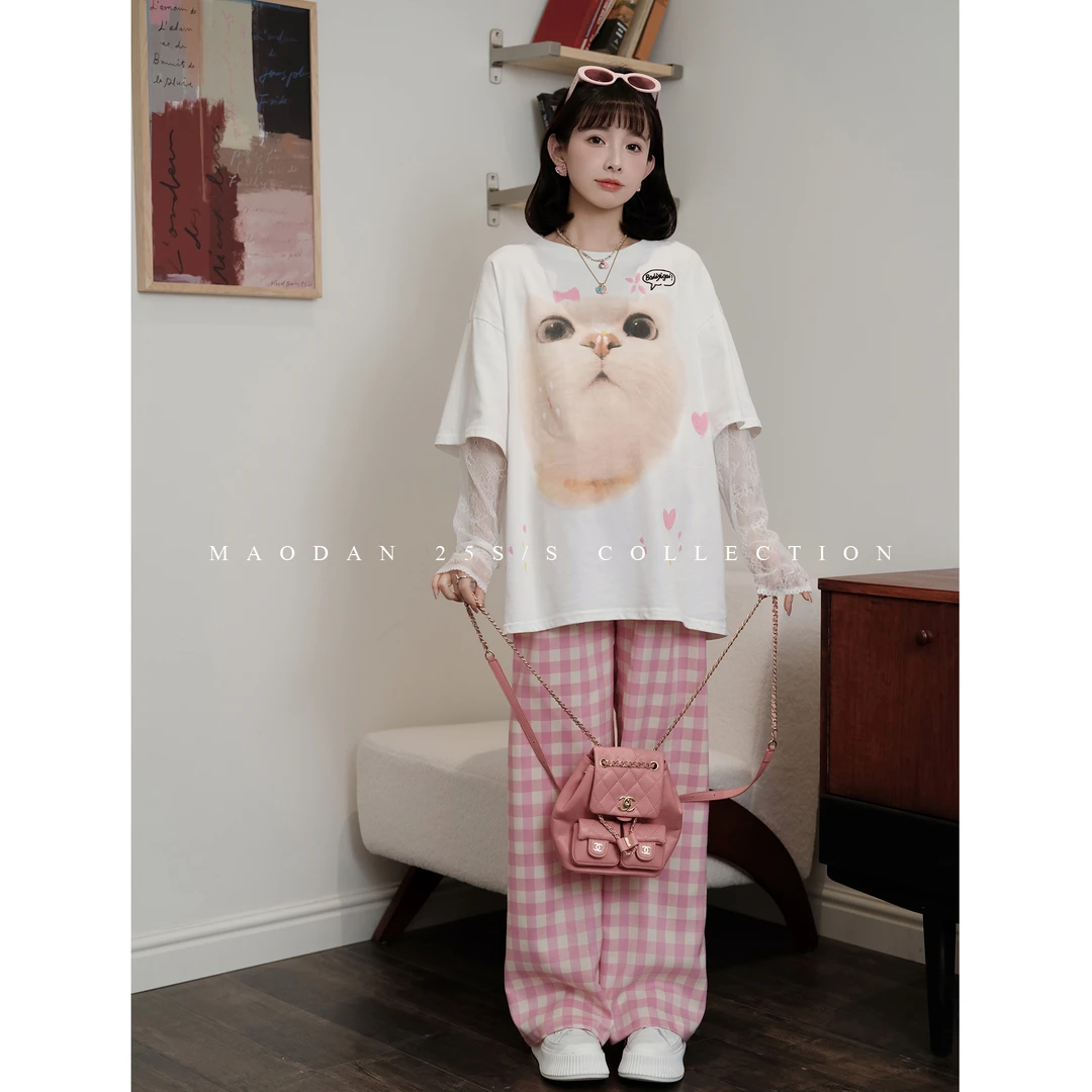 maodan/猫单【嗲嗲喵咪】孕妇装2025新款春夏装卡通宽松休闲时髦感.