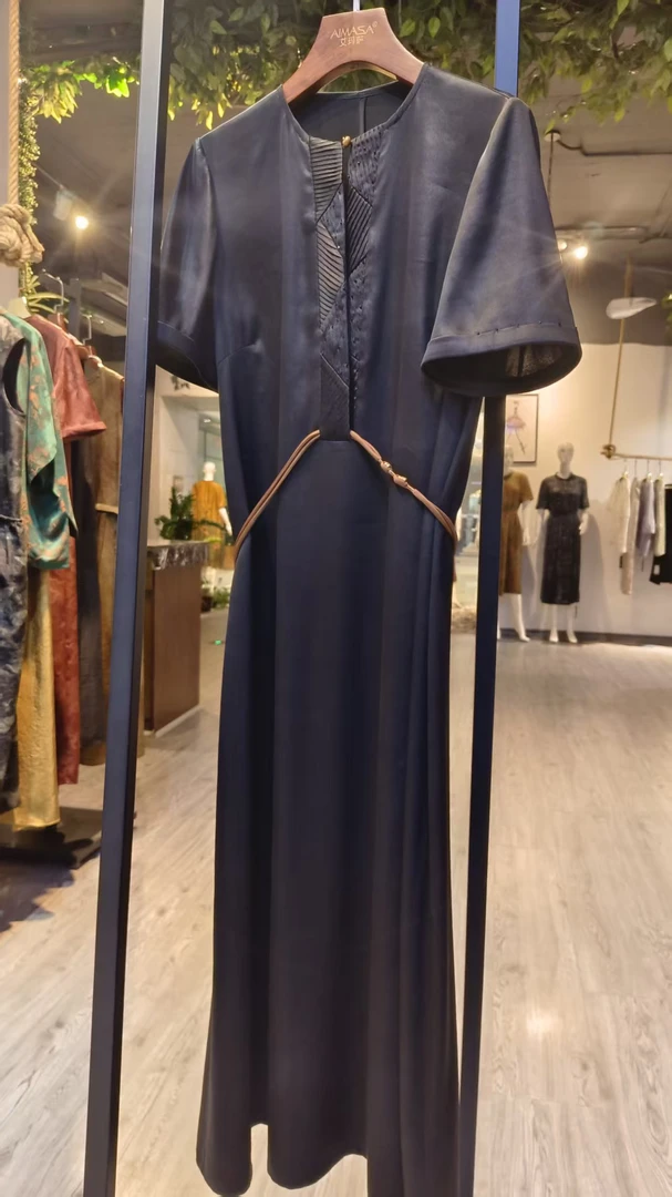 高重锻香云纱真丝新中式国风古韵连衣裙