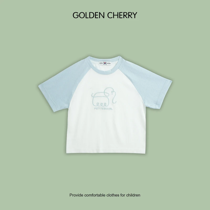 【金樱桃Golden cherry】小童拼接款迷你小象休闲T恤qdd286