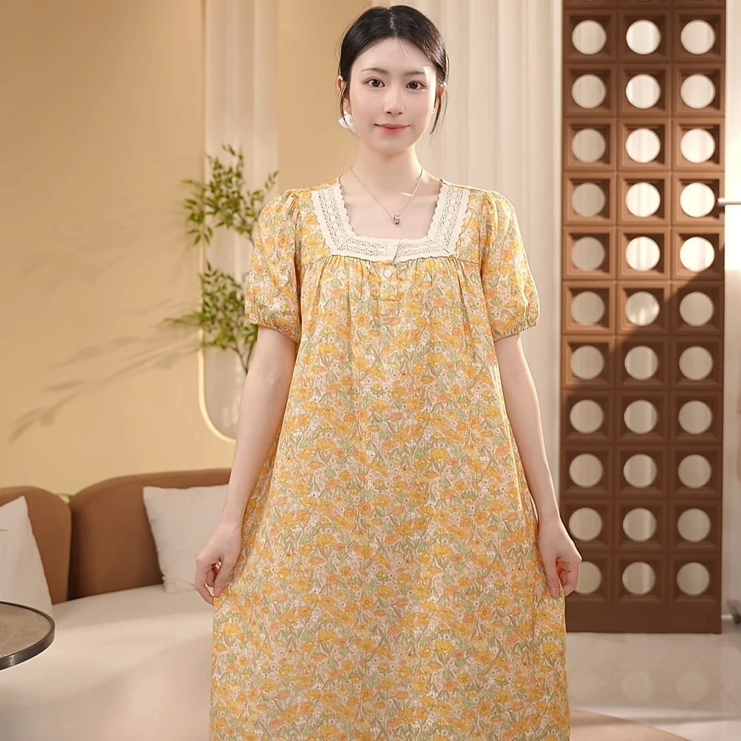 芙蓉世家【麦穗睡裙~莱赛尔天丝】夏日宽松超凉快家居睡裙可外穿