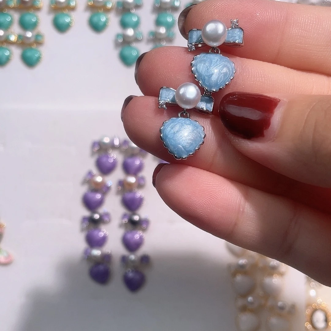 合金淡水珍珠耳饰