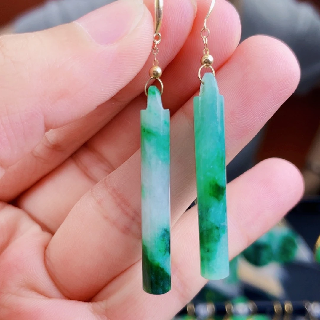 翡翠18K金镶嵌耳饰饰品