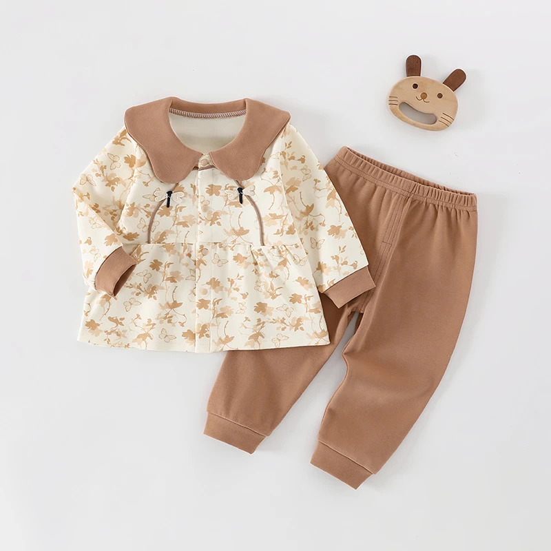 2025年女童分体两件套翻领开衫小花可爱洋气简约春秋款外出服