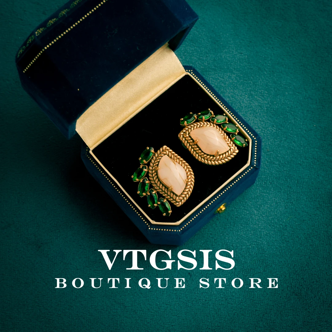 VTGSIS 合金琉璃耳饰 21846丛林瑰宝绿色耳钉设计款气质小众饰品