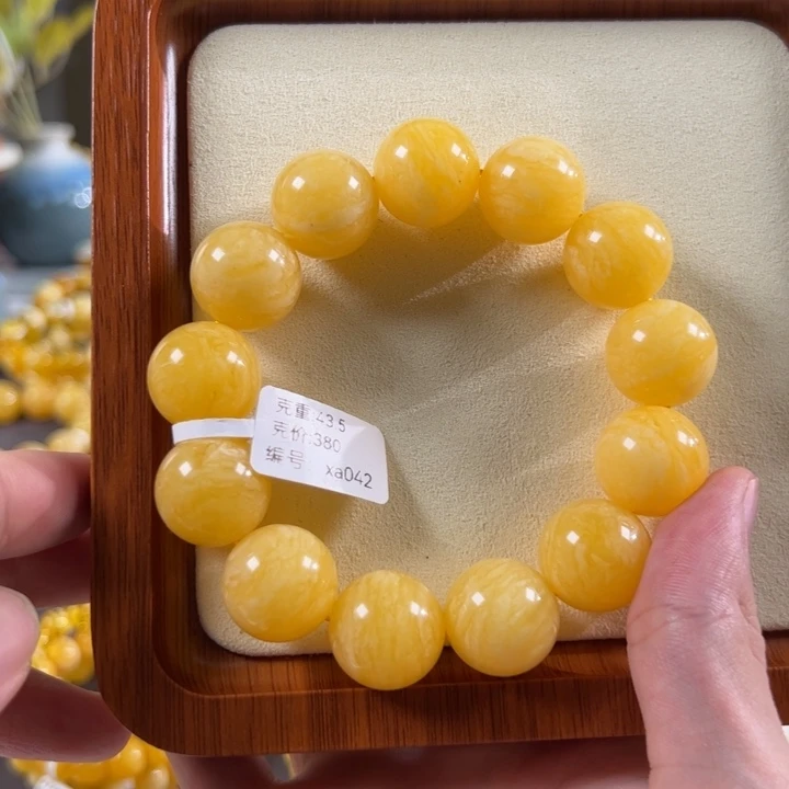琥珀颈饰未镶嵌18.5mm精工焦皮同料圆珠手串xa042
