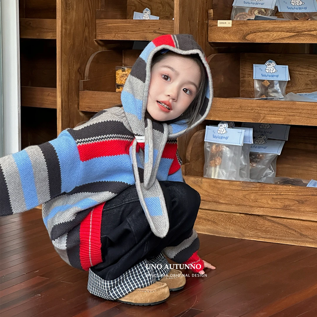 现货「UNO AUTUNNO」【马赛海港】安哥拉绒女童冬季条纹毛衣GD2550