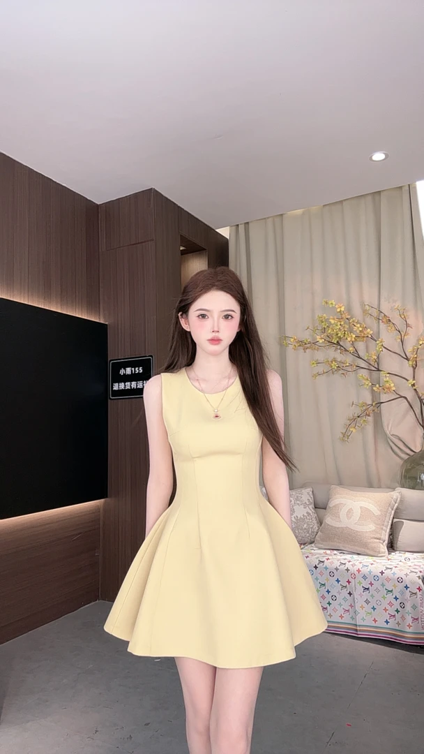 【江百合同款】小众设计气质款简约礼服款短款无袖短款连衣裙