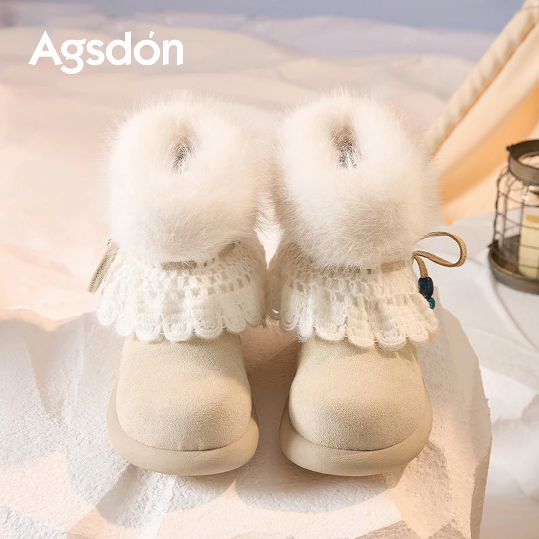 /奥古狮登雪地靴女2025新款冬季加绒加厚低帮毛毛短靴子时尚保暖Q