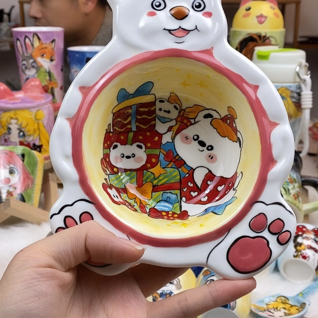 瓷片董董文创手绘陶瓷