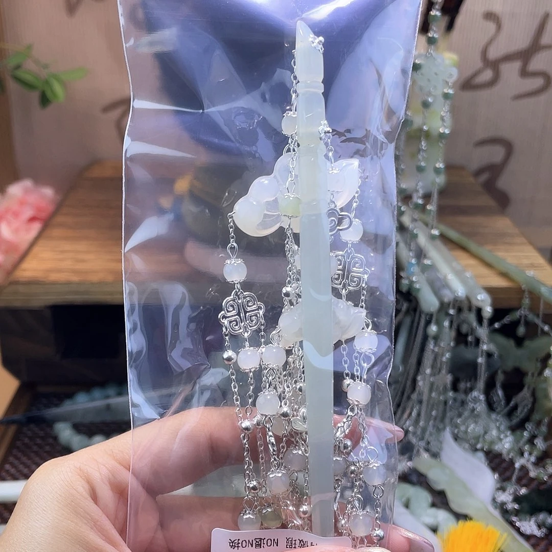 蛇纹石玉发饰合金再***红