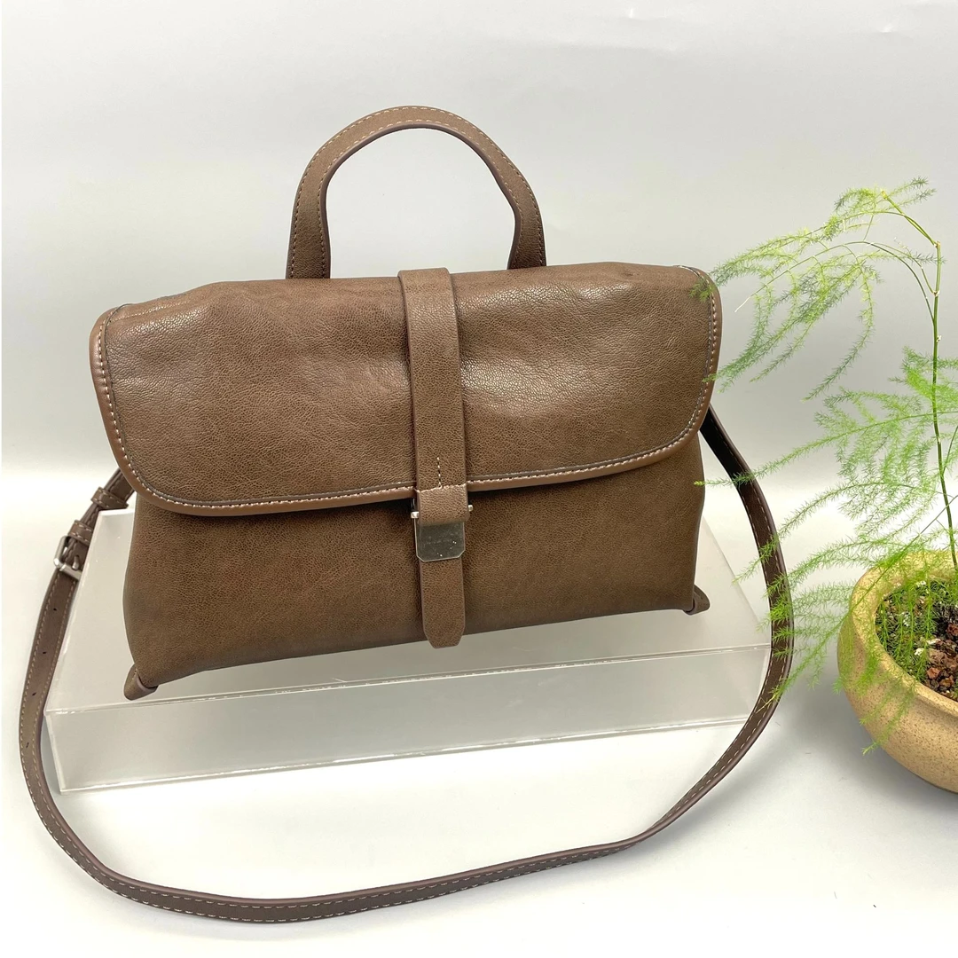 复古女士公文包新款软皮手提斜挎包