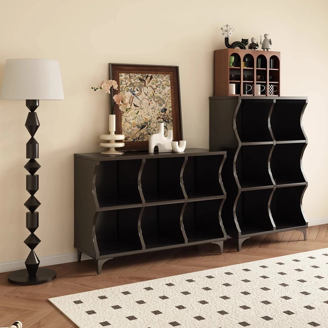 书柜家用储物柜一体靠墙书架多层放书置物架格子柜实木客厅收纳柜