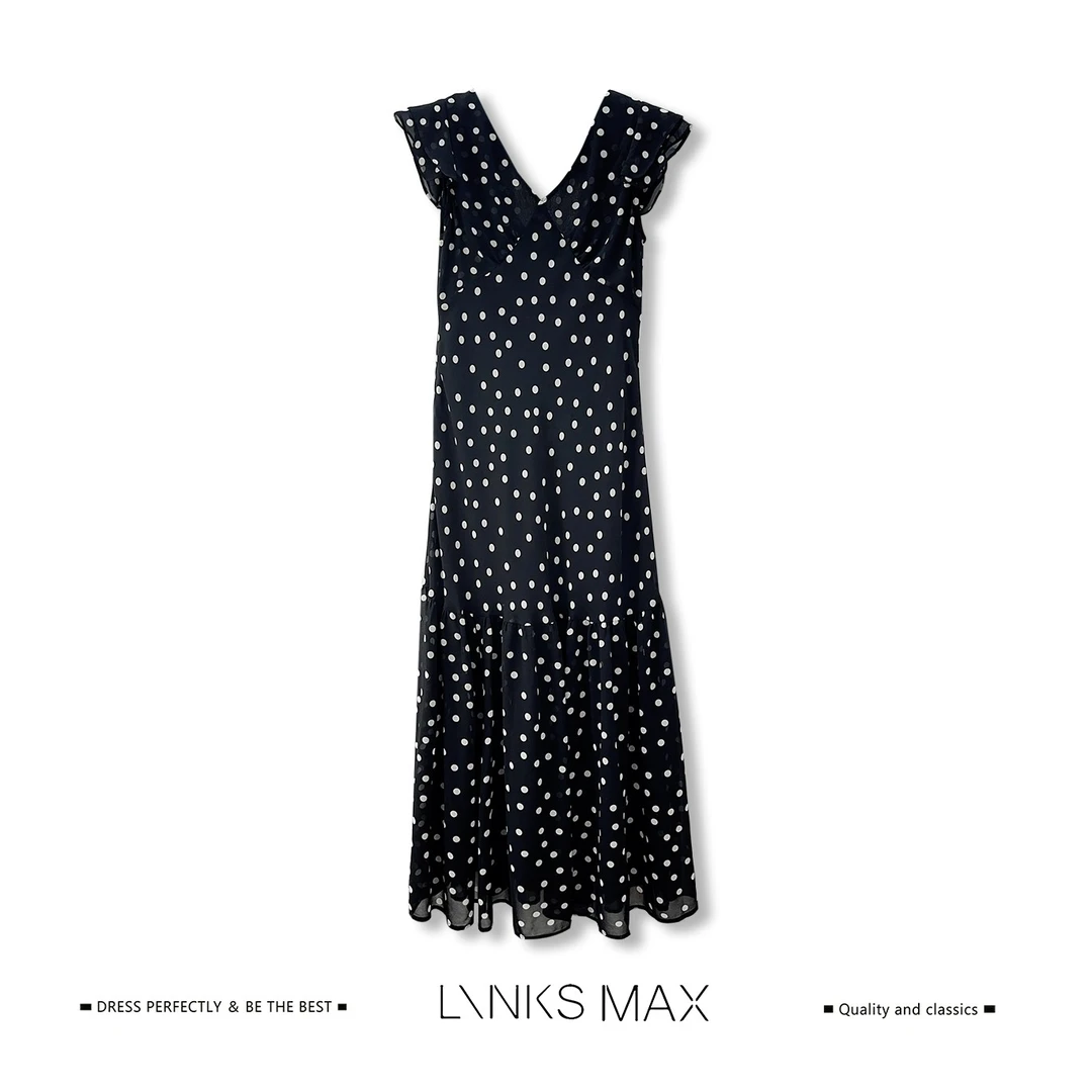 Links Max【可可专属】法式赫本风高级感波点飞飞袖连衣裙26132