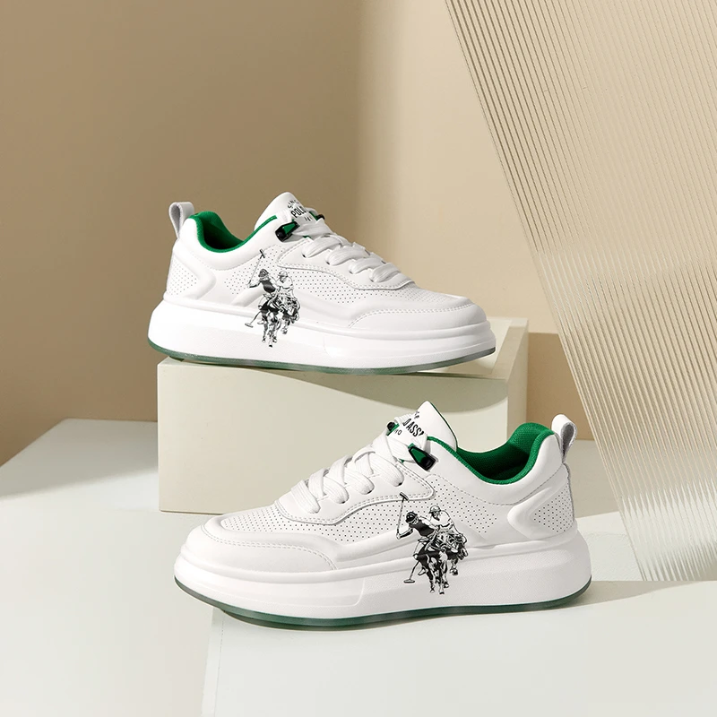 U.S. POLO ASSN.透气轻质夏季厚底防滑休闲板鞋男士鞋子