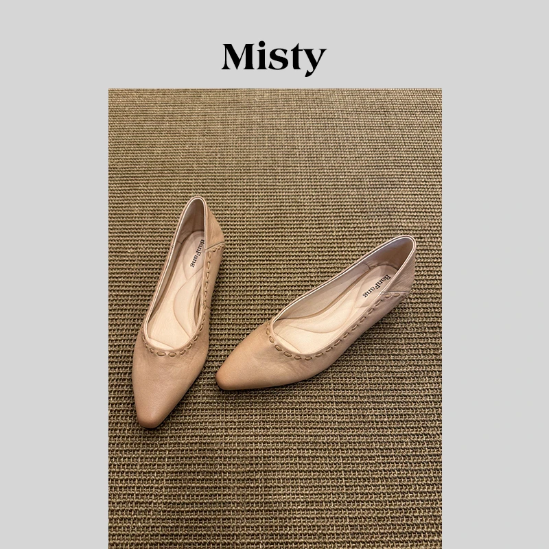 Misty森屿女鞋|34-40码|3.5cm|琥珀流光杏爆款低跟时尚浅口单鞋
