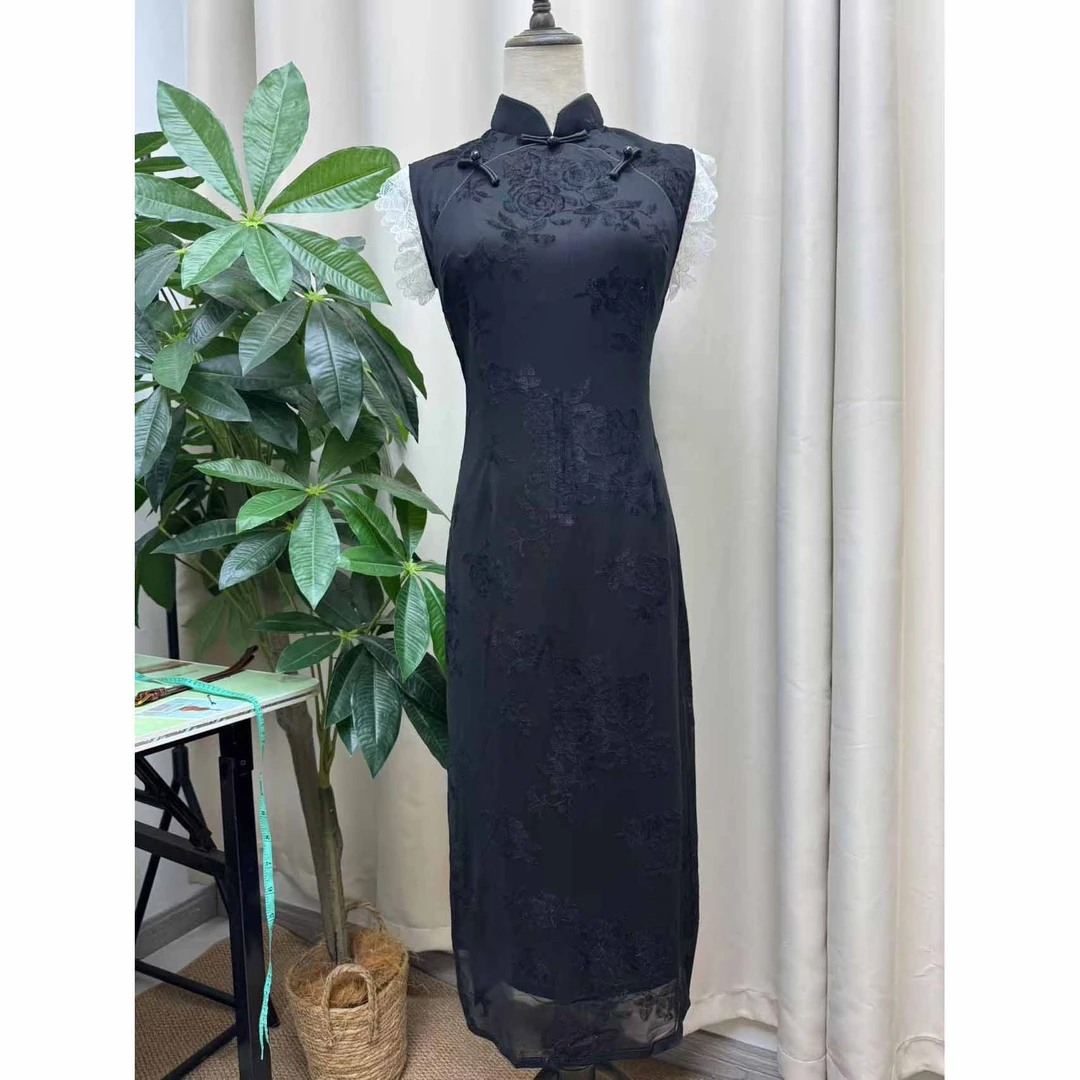 【黑玫瑰-预】s-3xl/2025年新款小个子中长款气质显瘦旗袍