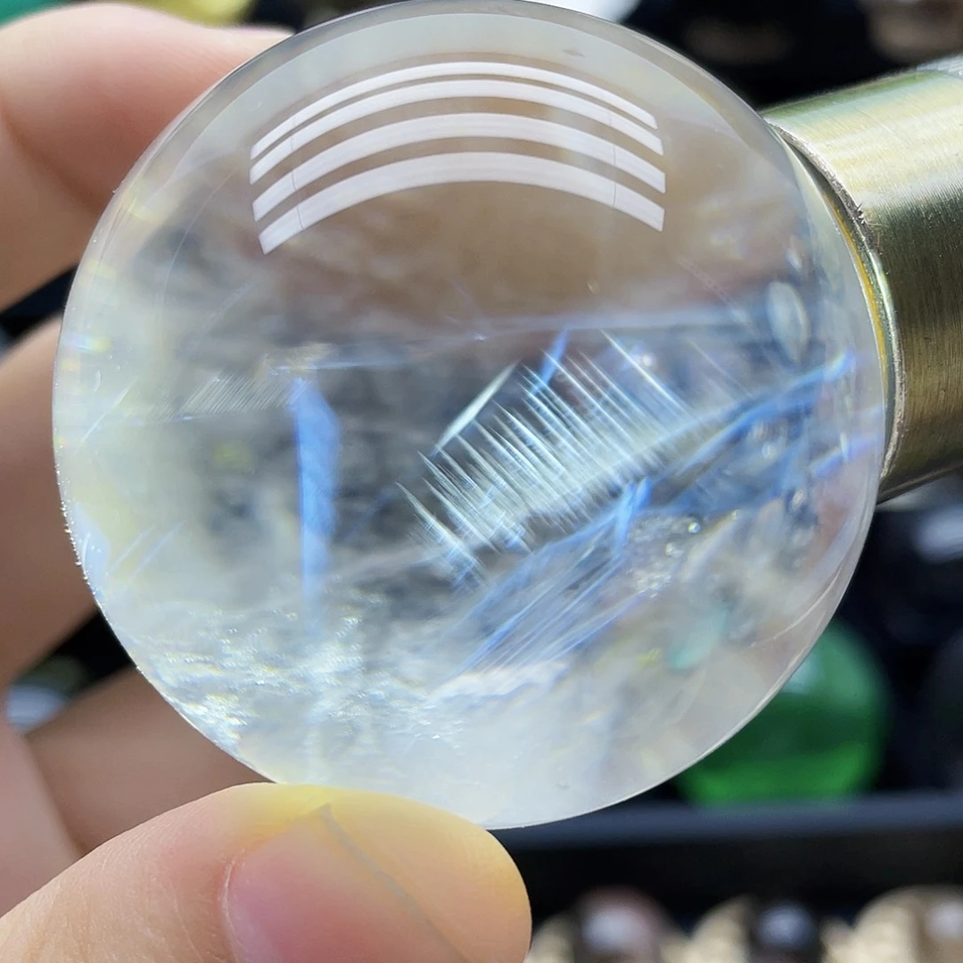 水晶珠宝半成品未镶嵌天然水晶蓝针47.2mm