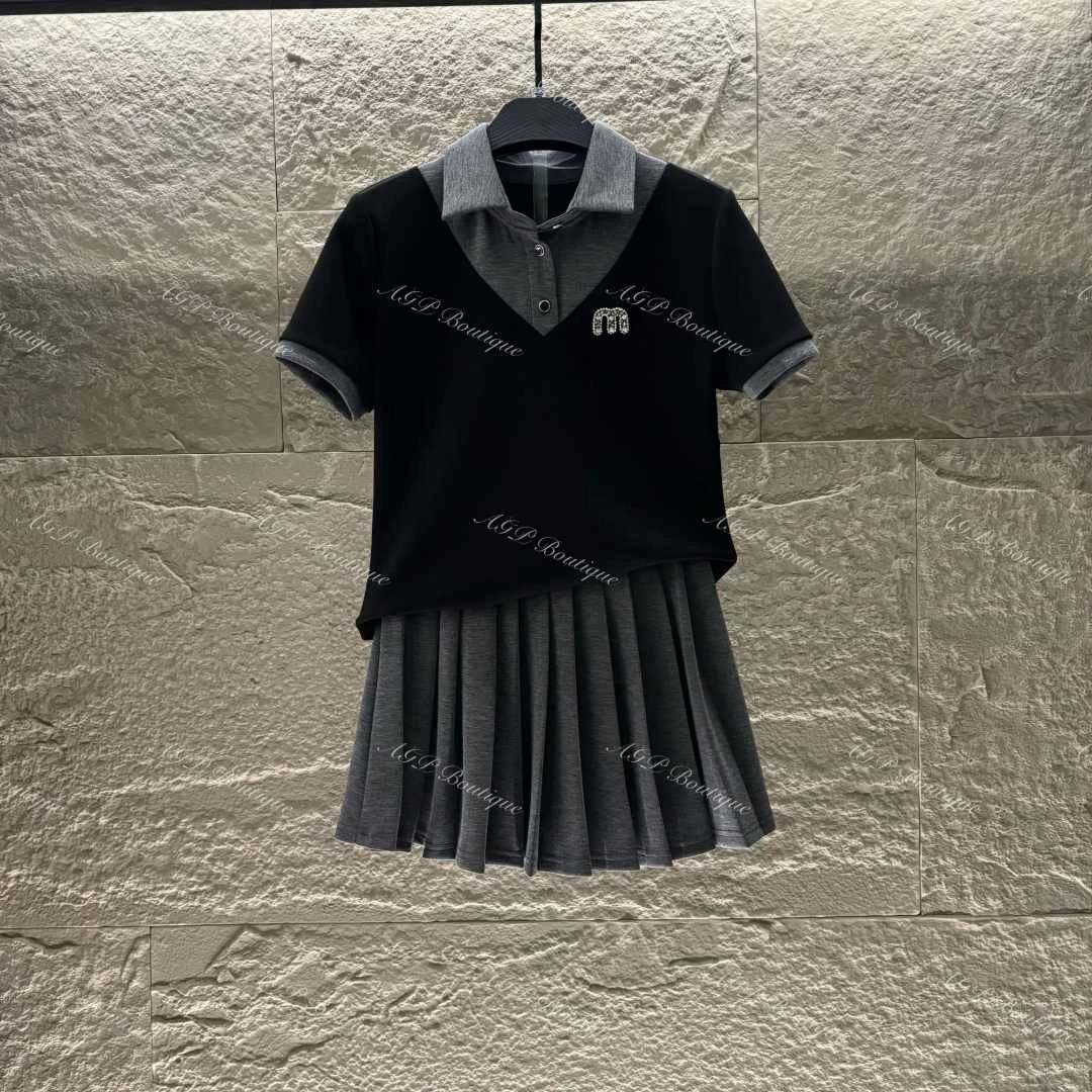 设计师款|<减龄系列>宽松版夏季T恤短裙休闲V领-T04