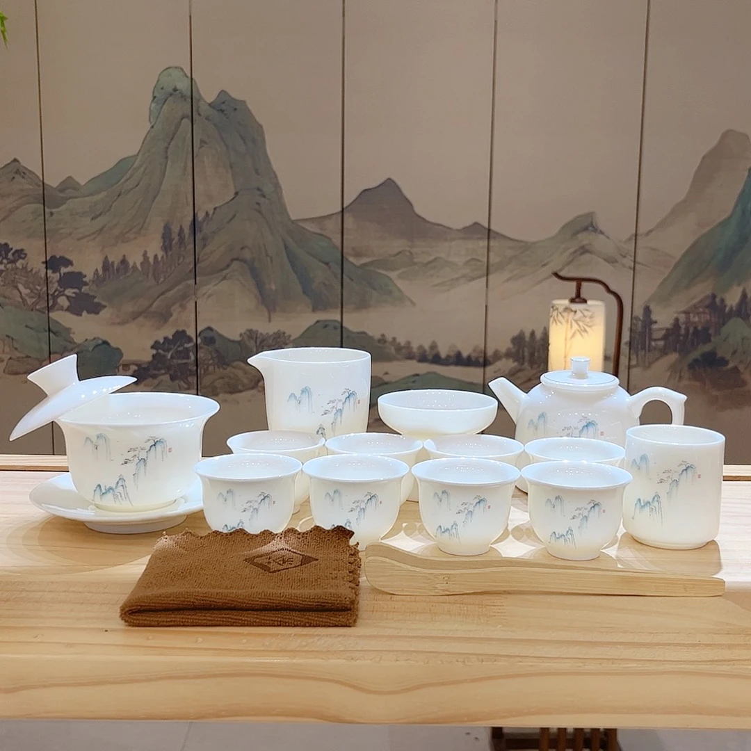 【都彩】高山流水羊脂玉瓷16头