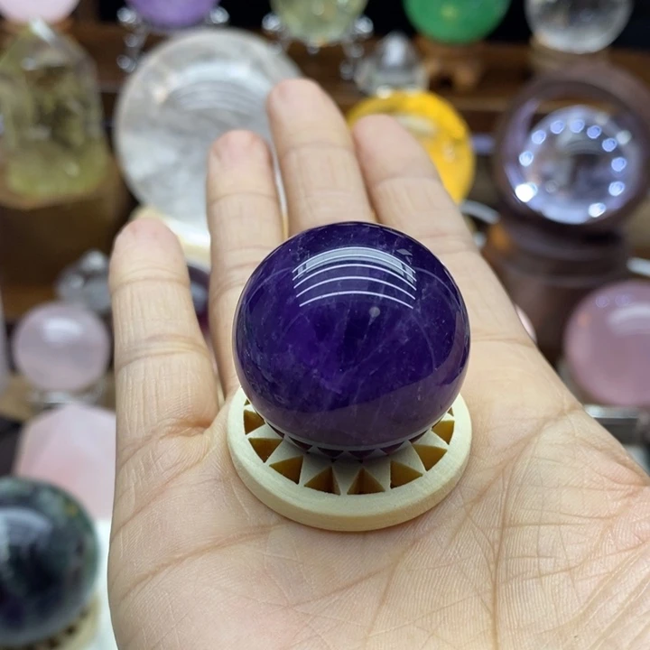水晶摆件未镶嵌川****利天然乌拉圭紫水晶球2