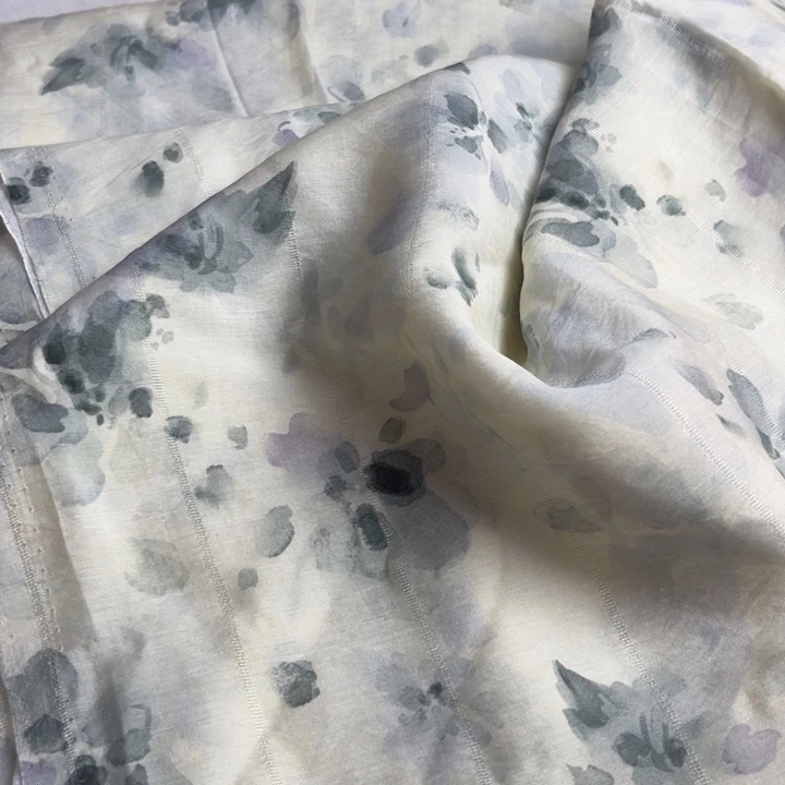 棉混纺水墨画印花1.5米