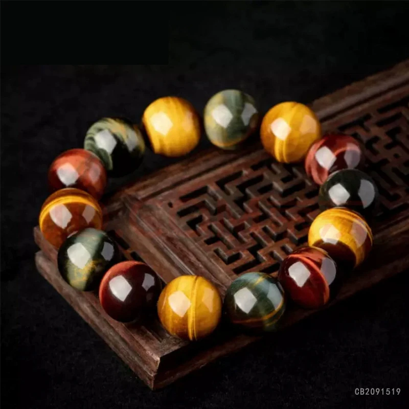 彩虎眼石手串虎晴石水晶手链情侣手链高级感虎眼石手链情侣手链