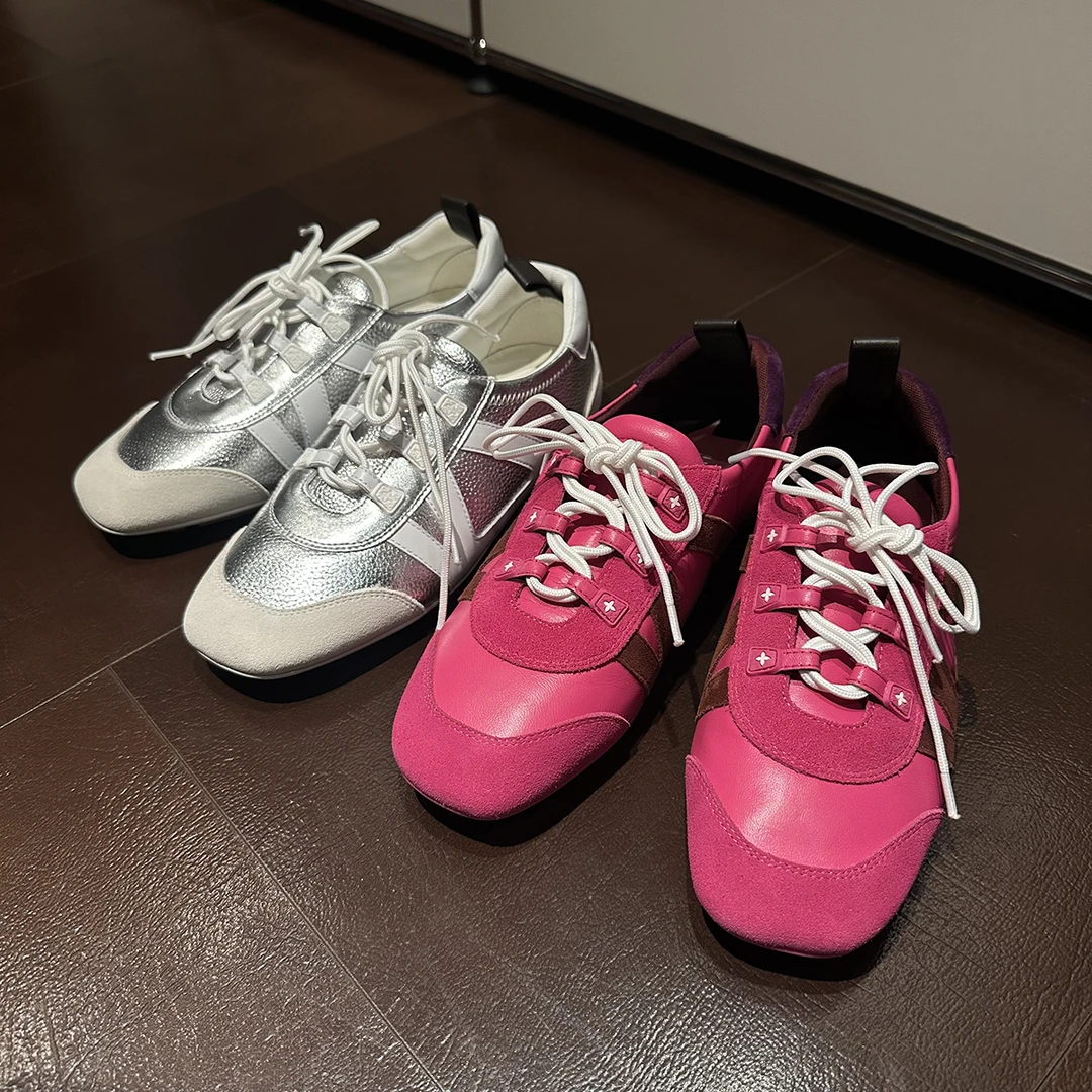 YOENMOM·明星同款 意大利进口反绒小牛皮芭蕾运动风拼色德训鞋