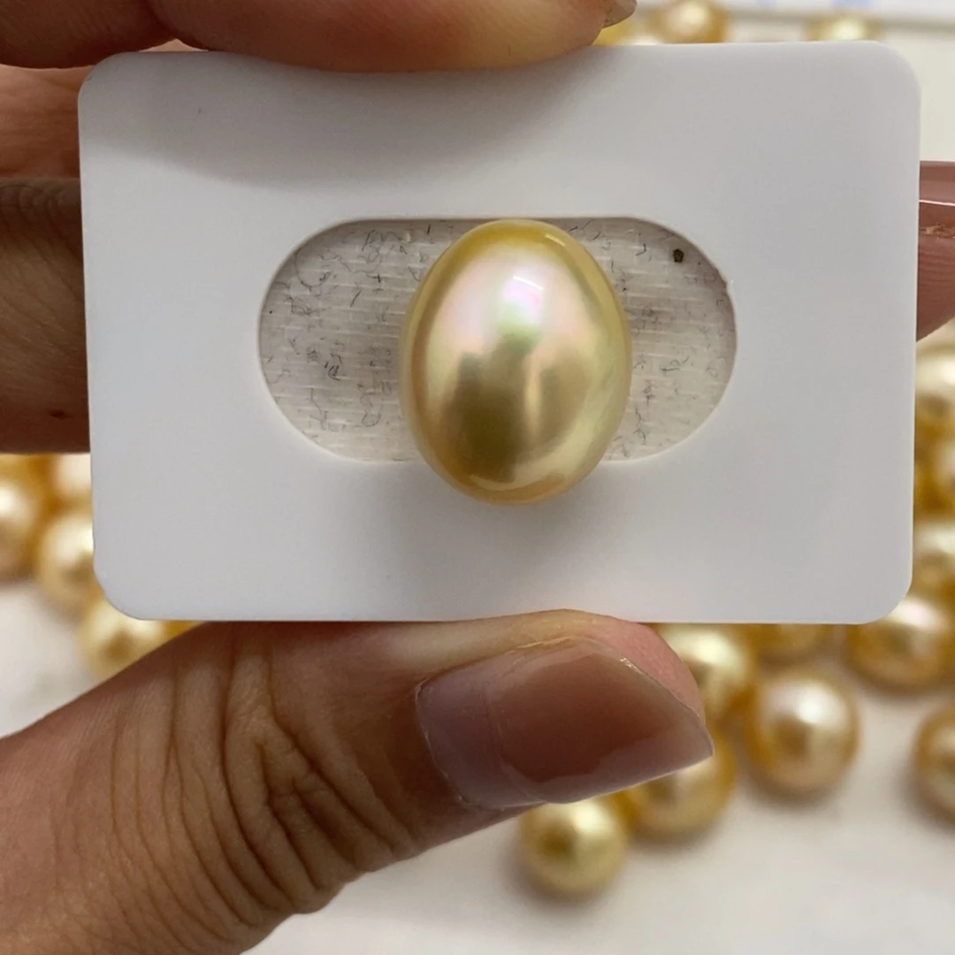 海水珍珠裸珠金珠炫清粉13.2m极微瑕