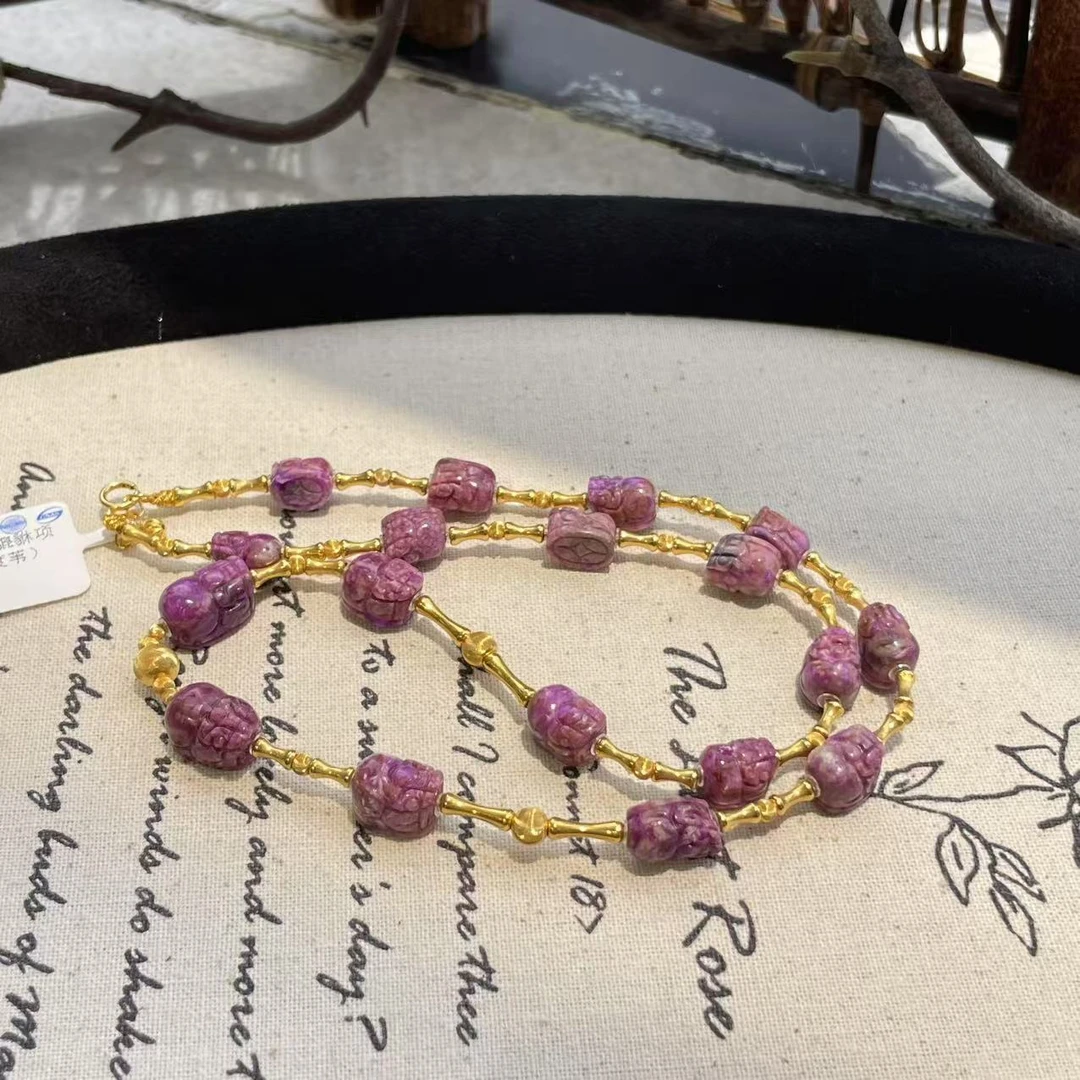 南非舒俱来桃红貔貅项链18K/40cm/AZB7616（渡苇）