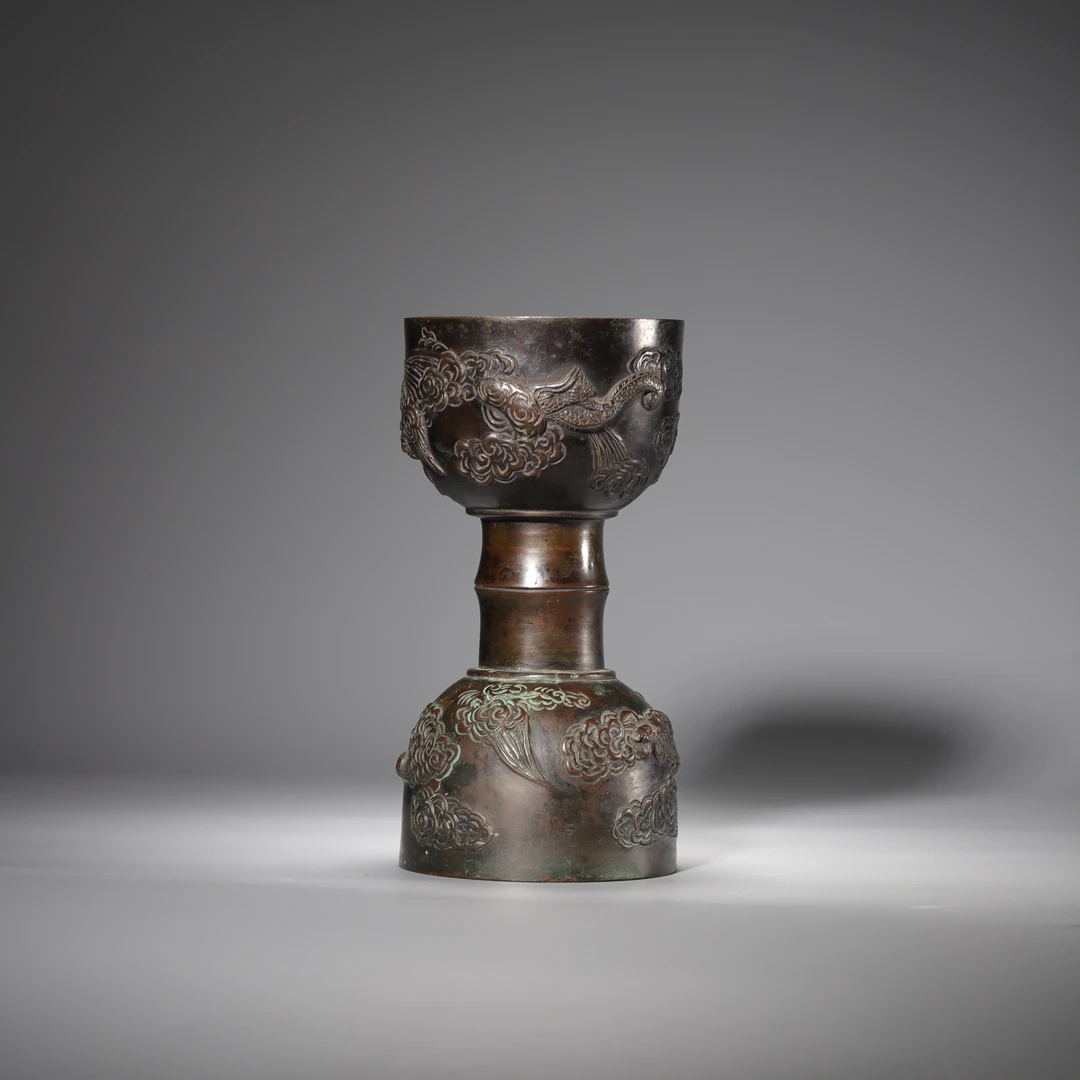 ZH04 清代 龙纹铜豆