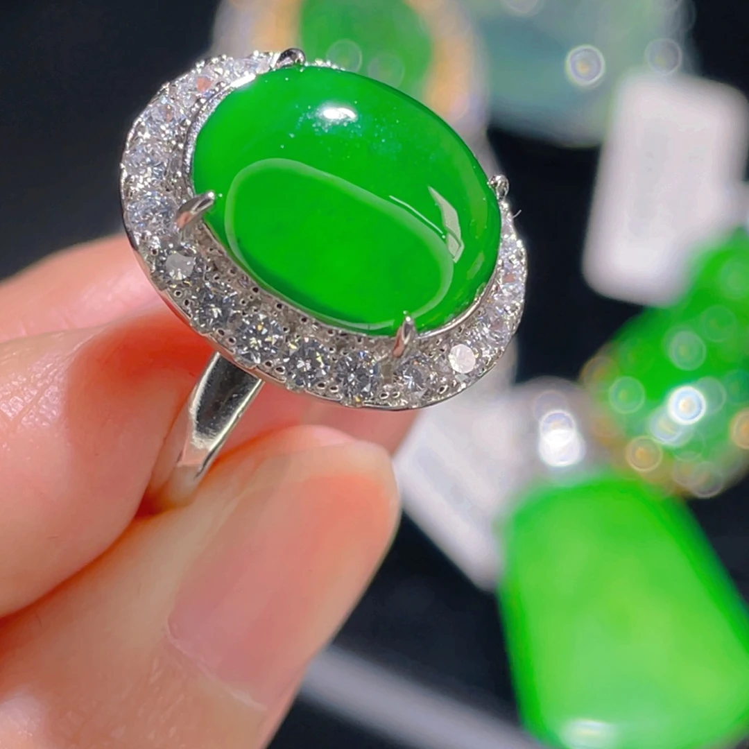 翡翠戒指银S925镶嵌11111111111111