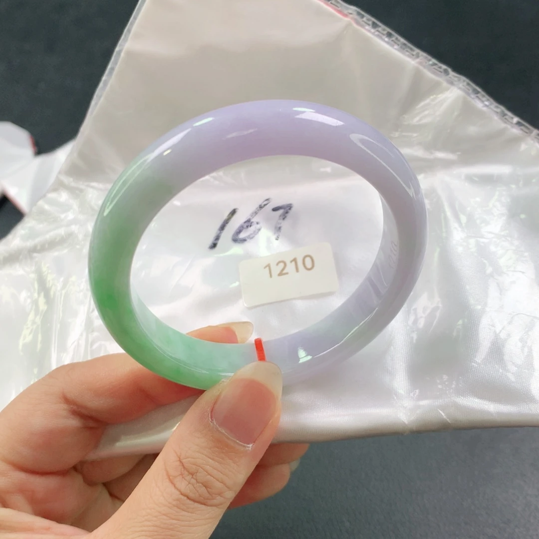 翡翠未镶嵌手镯春彩半山水03