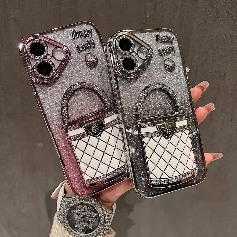 立体补妆镜支架适用苹果iPhone16手机壳15promax防摔女网红保护套