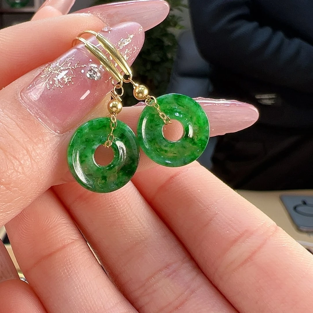 翡翠耳饰18K金镶嵌耳环23