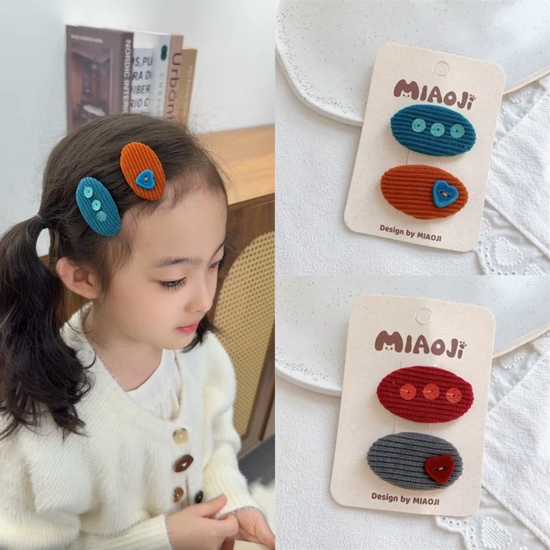 新款复古时尚丝绒爱心亮片椭圆儿童bb夹女童发卡碎发刘海侧边夹子