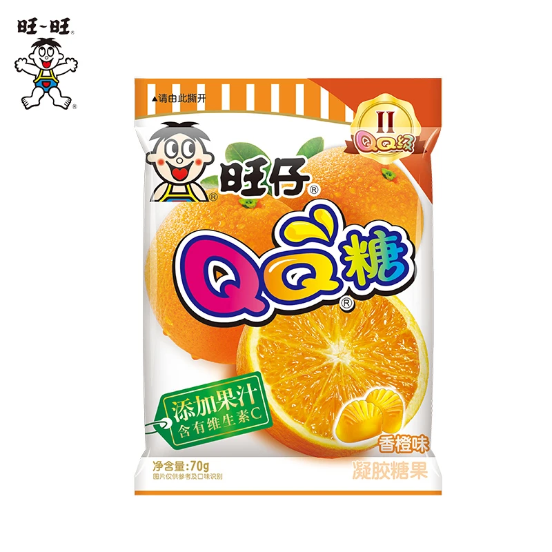 旺仔零食QQ糖香橙味糖果70g/包