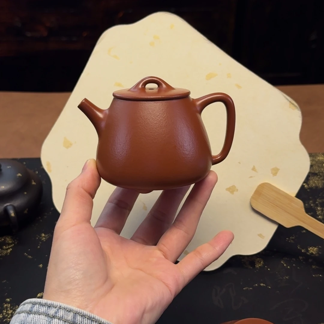 紫砂茶壶200cc，高石瓢，小煤窑朱泥