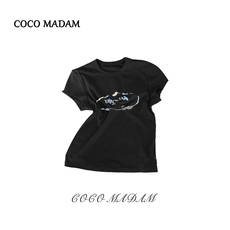 《现货》【哒哒】休闲舒适圆领套头重影刺绣短袖T恤 Ani-B796