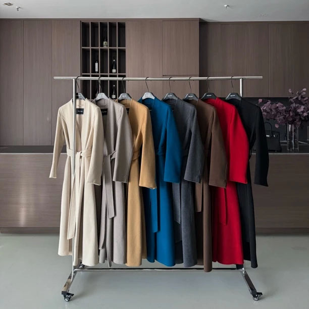 MISS BAO V领大裙摆双面绒大衣(卡码拍大 毛领单拍)