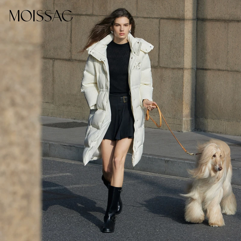 商场同款 摩萨克冬新品鸭绒90长款连帽绗缝羽绒服外套MWDD03102