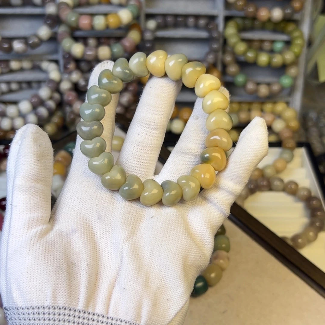 手串菩提根/象牙果瓷料爱心卡13.7