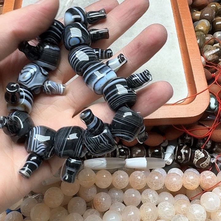 玛瑙/玉髓合金珠宝半成品一套14mm玛瑙三通