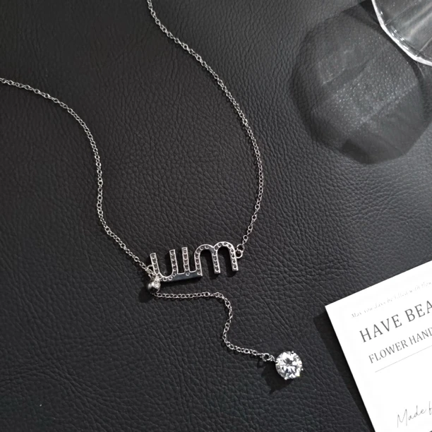 铜合金项链 05411欧美风时尚气质百搭大字母闪钻项链