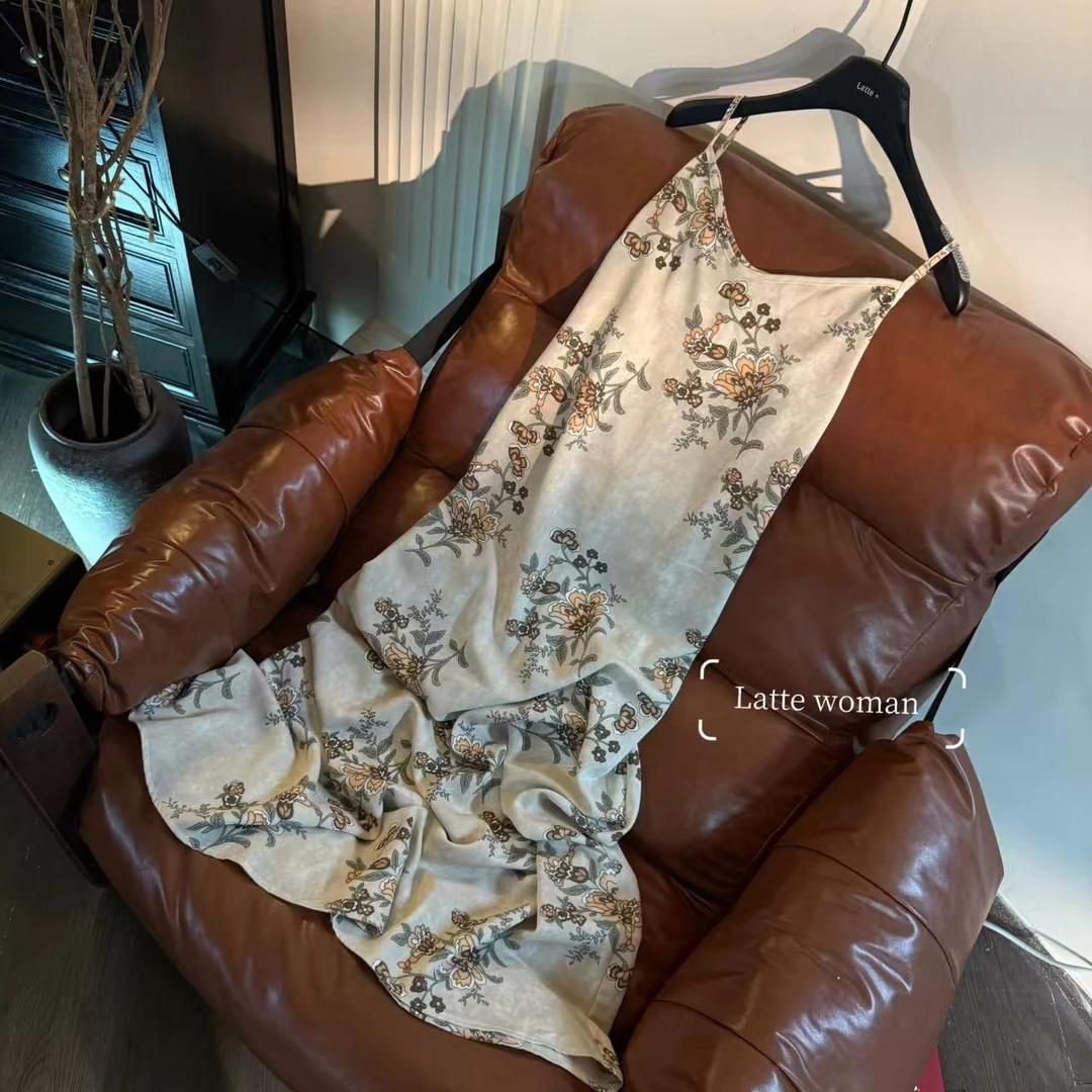 7251#法式复古轻熟风吊带女装夏季新款小个子显瘦无袖长裙