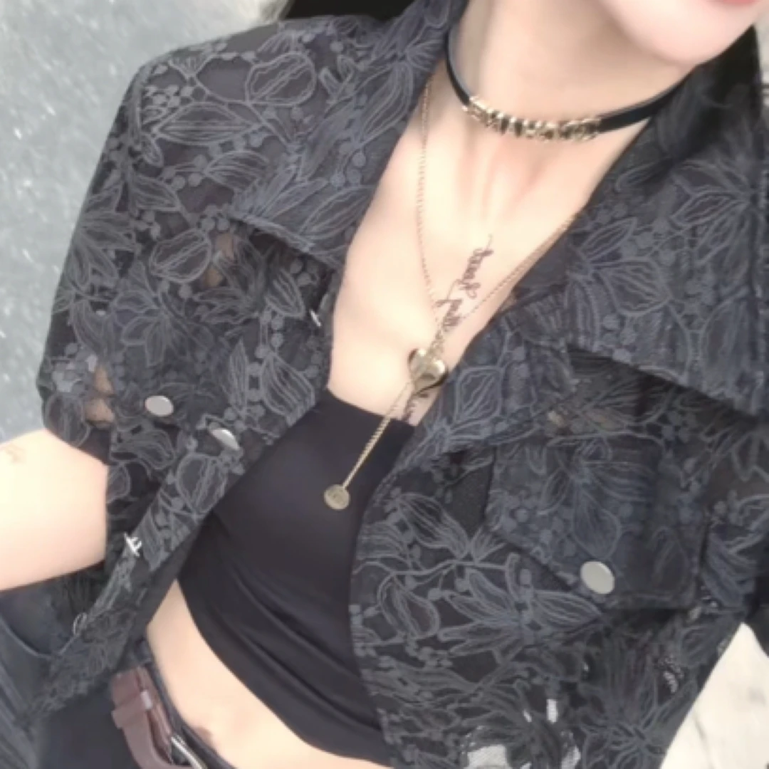 【C度笑笑力推】7707新品时尚南油高货蕾丝短袖衬衫外套