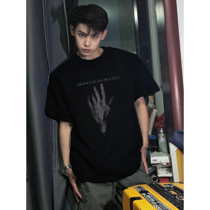 【重磅纯棉】夏季新款美式百搭半袖宽松潮流复古休闲圆领男短袖T恤