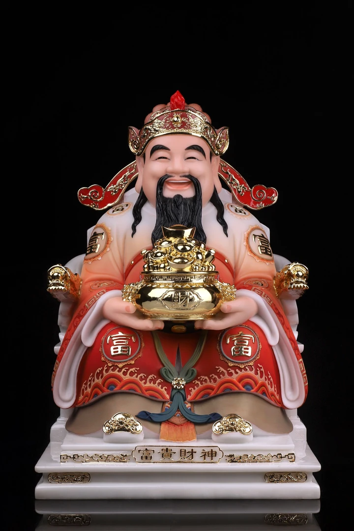 汉白玉财神爷神像办公室铺面家用开业供奉文财神摆件