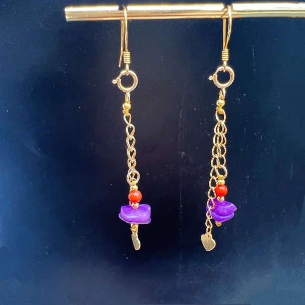 【圣芭黎】天然舒俱来耳环随型帝王凝胶紫8+多样性发一DD985